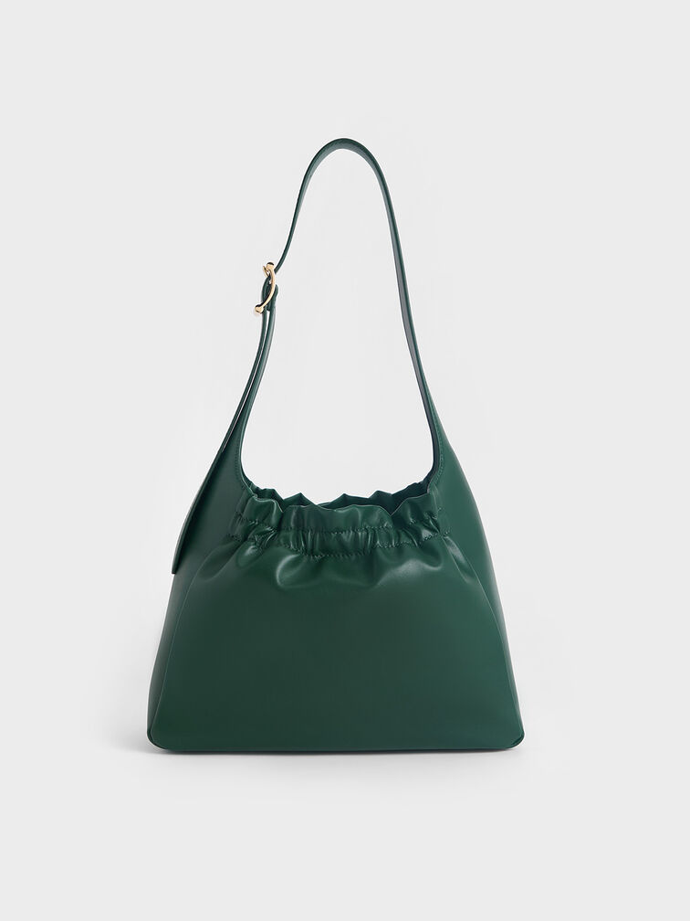 Bolsa de ombro franzida Brigette, Dark Green, hi-res