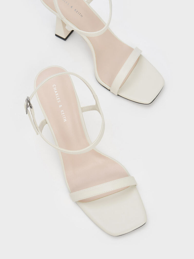 Square Toe Trapeze Heel Sandals, Chalk, hi-res