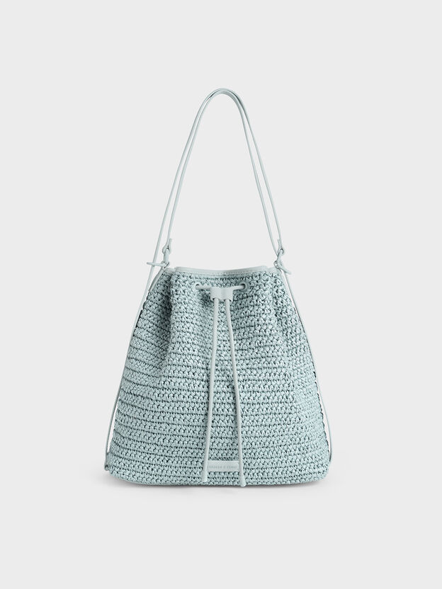 Neva Woven Two-Way Bucket Bag, Sage Green, hi-res