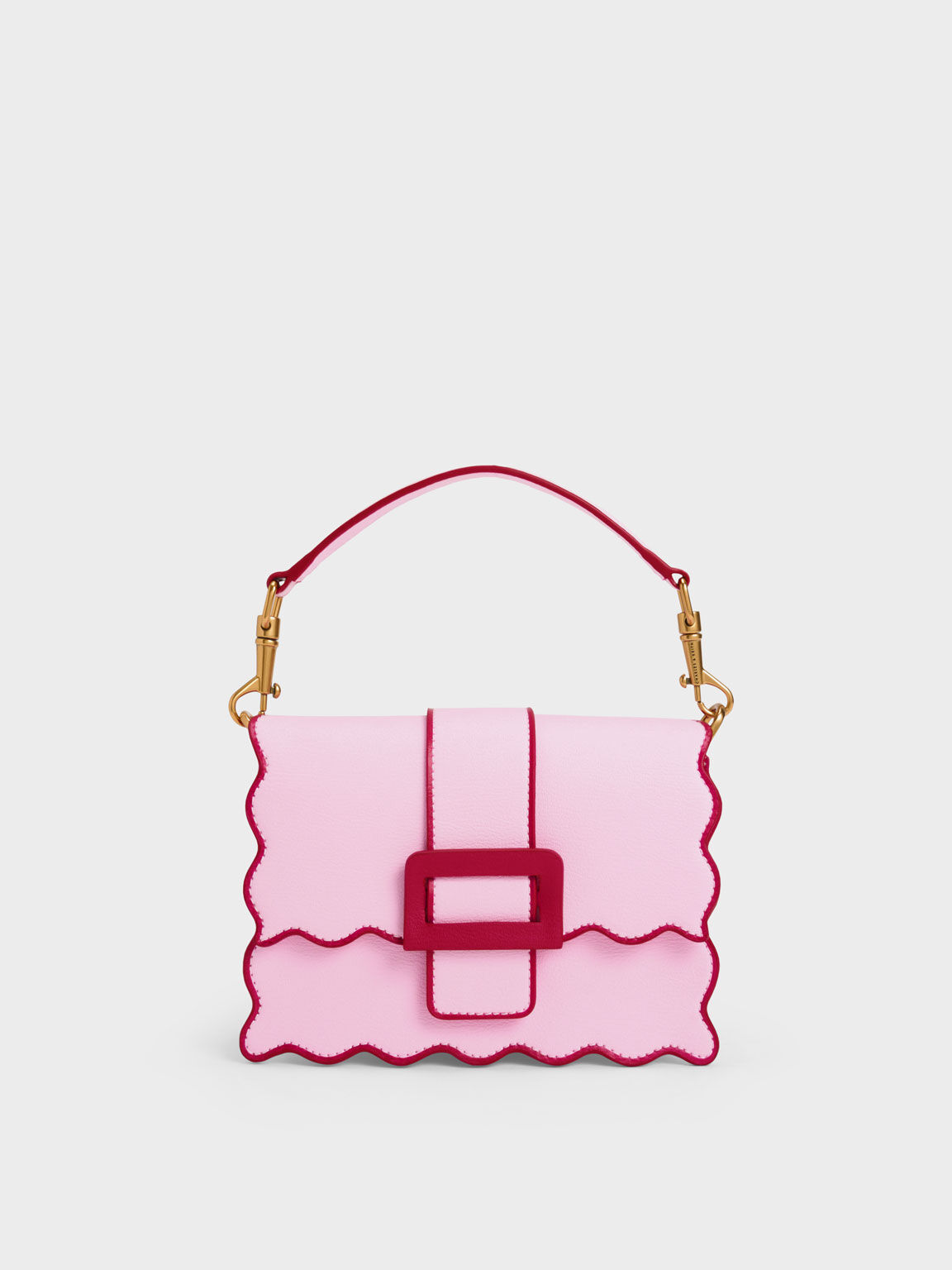 Waverly Scallop-Trim Bag, Pink, hi-res