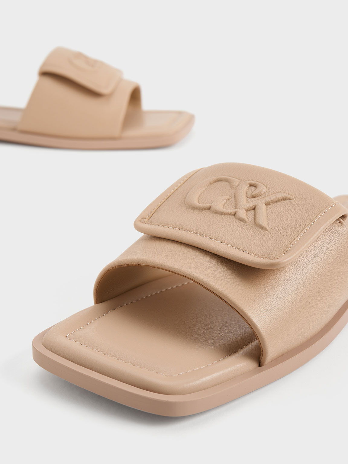 Nude leather flat sandals sales