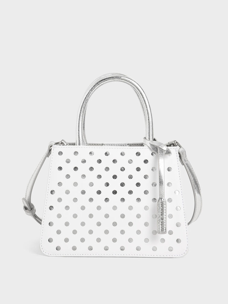 Laser-Cut Handbag, White, hi-res