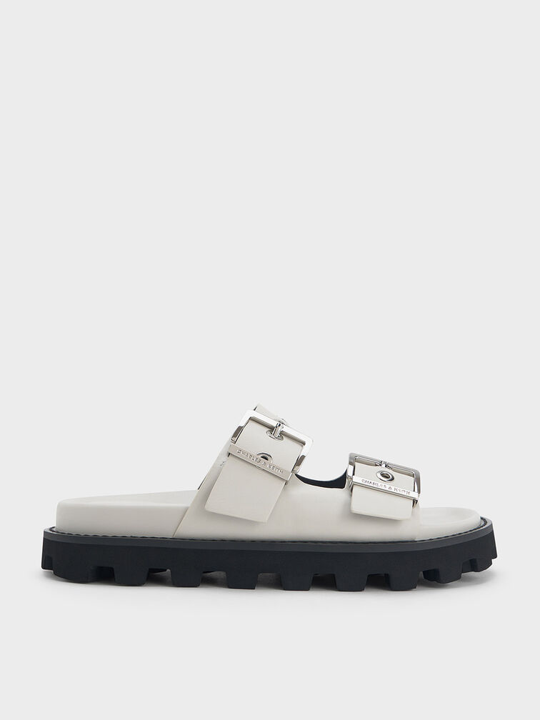 Trill Grommet Double-Strap Sandals, White, hi-res