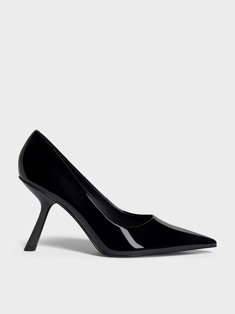 Black Patent Slant-Heel Pointed-Toe Pumps - CHARLES & KEITH US