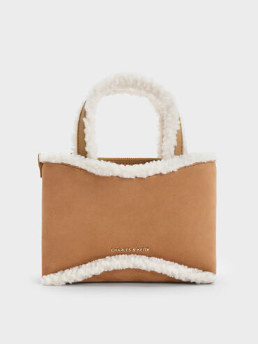 Mini Sybill Faux Suede Fur-Trim Tote Bag, Multi, hi-res