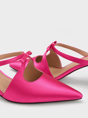 Bow Crossover Gem-Embellished Mules, Pink, hi-res