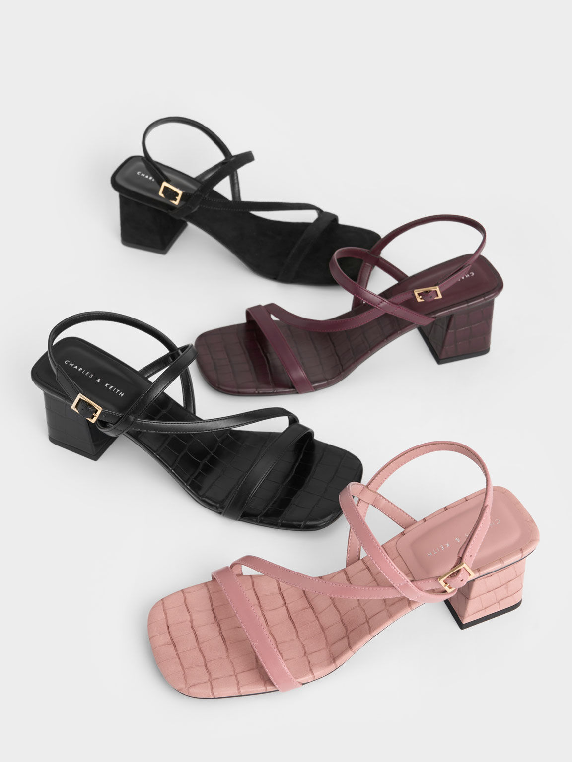 Textured Asymmetric Slingback Sandals, Black Textured, hi-res