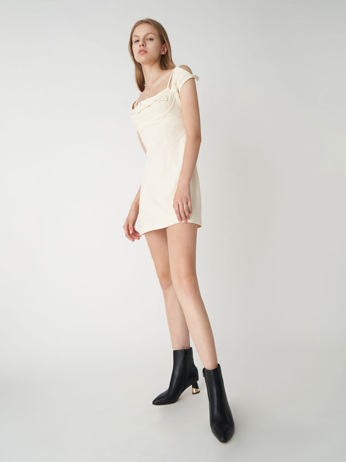 Metallic Heel Ankle Boots, Black, hi-res