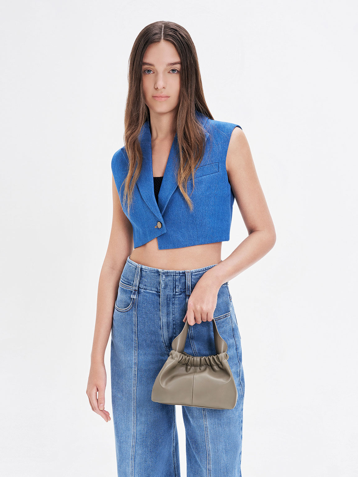 Ally Ruched Slouchy Bag, Taupe, hi-res