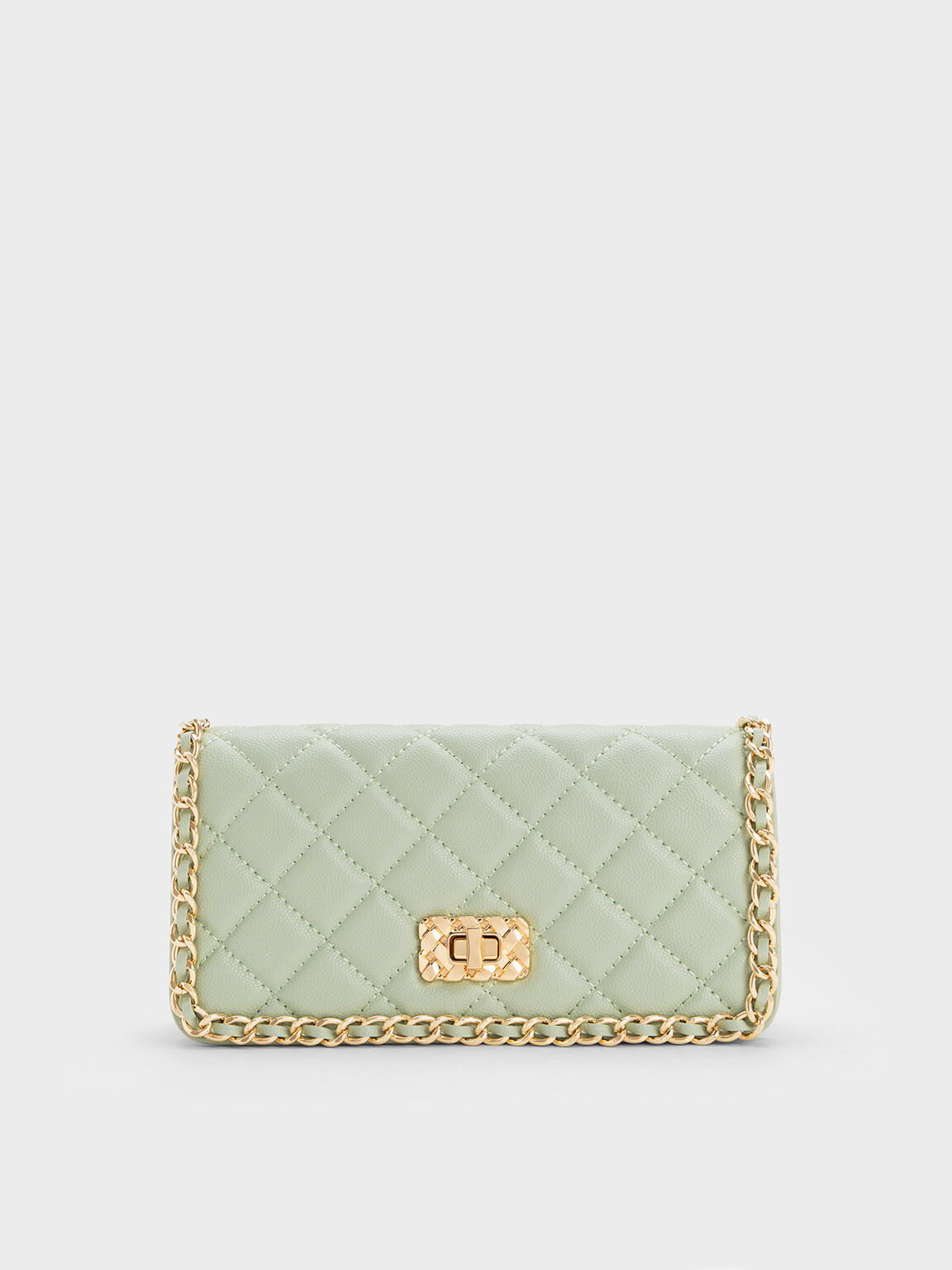 Micaela Quilted Phone Pouch, Green, hi-res