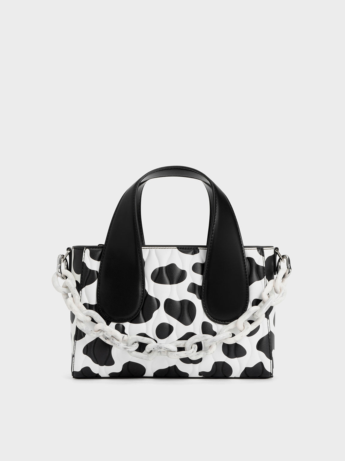 Iva Cow Print Textured Tote Bag, Chalk, hi-res