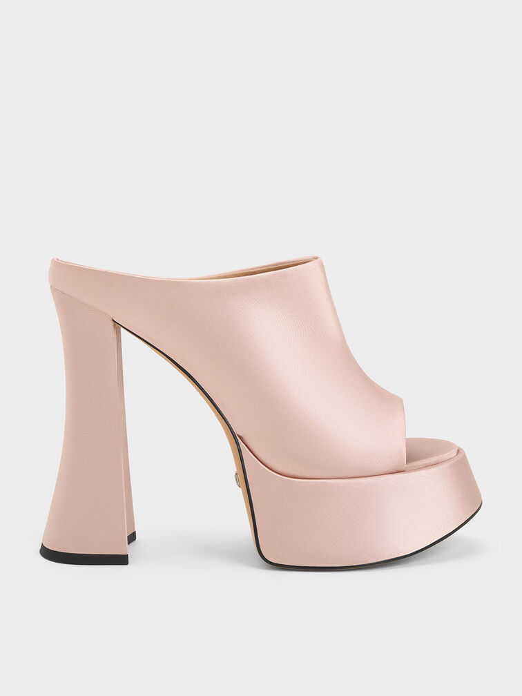 Delphine Recycled Polyester Platform Mules, Nude, hi-res