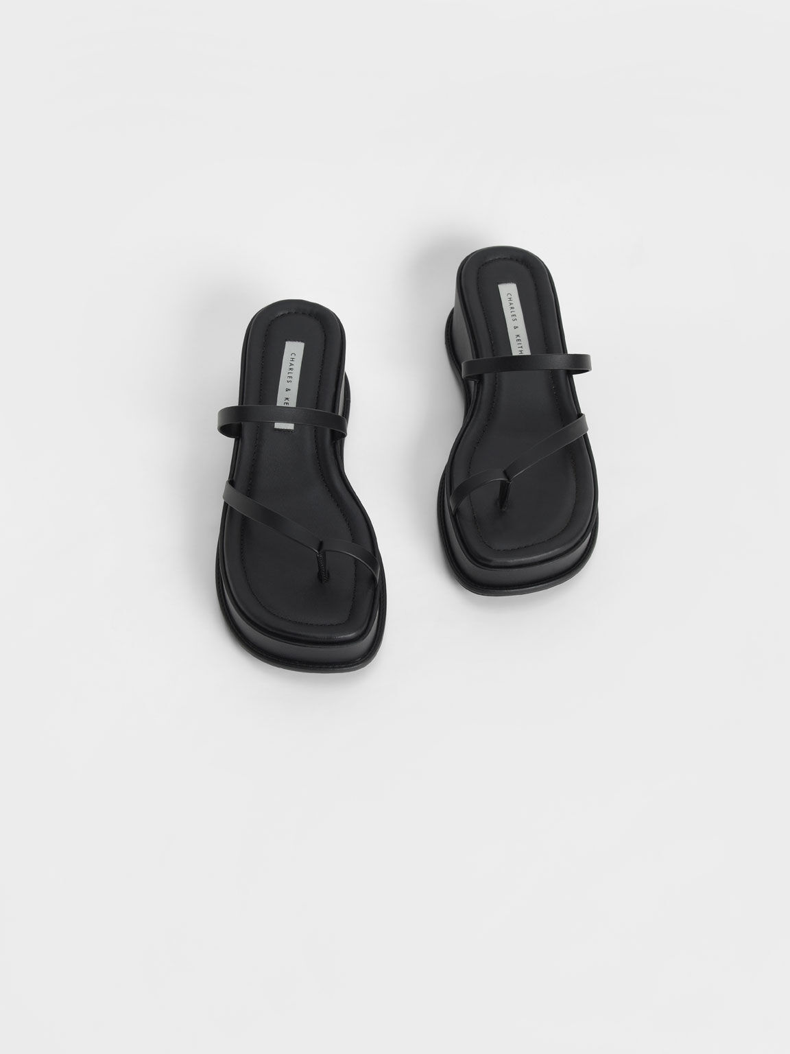 Toe Loop Flatform Sandals, Black, hi-res