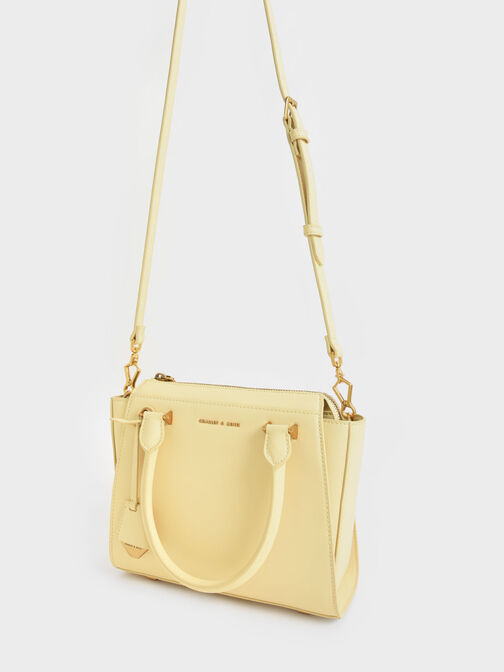 Double Handle Trapeze Tote Bag, Butter, hi-res