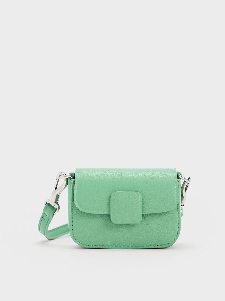 Green Micro Koa Square Push-Lock Bag - CHARLES & KEITH MY