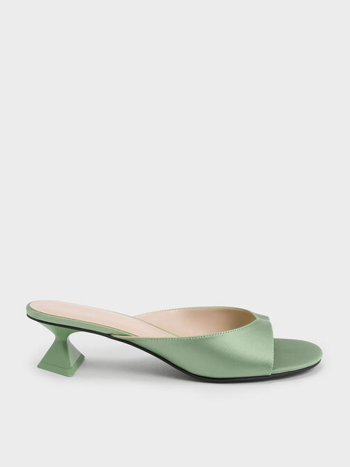 Recycled Polyester Sculptural Heel Thong Sandals, Green, hi-res