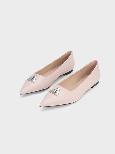 Trice Metallic Accent Pointed-Toe Flats, Nude, hi-res