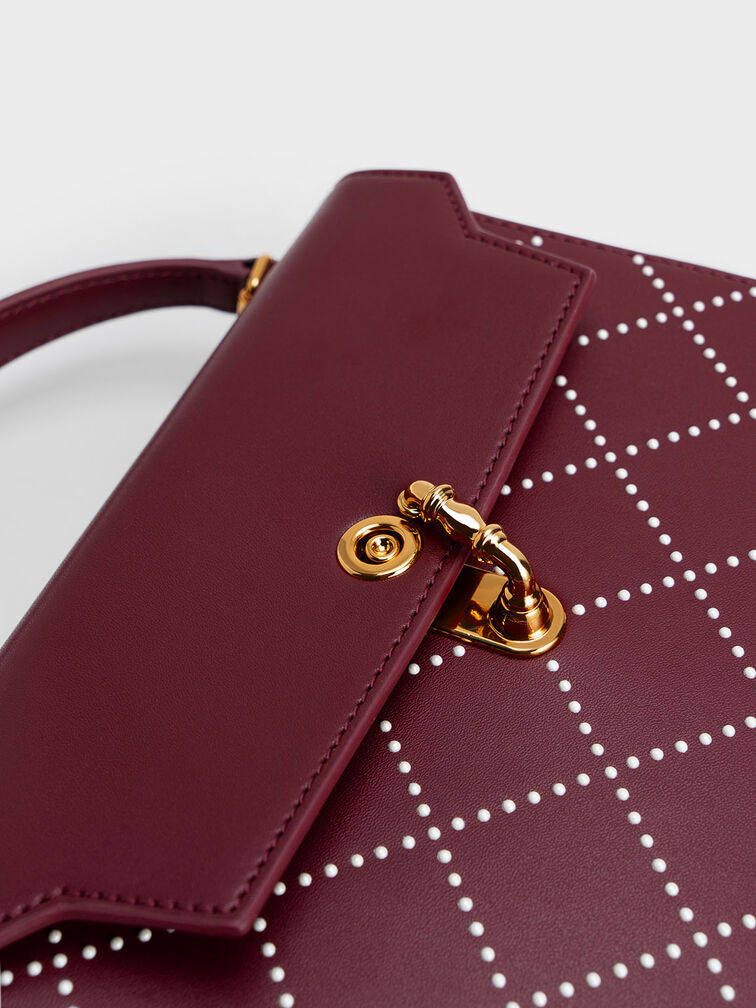 Marietta Bead-Embellished Trapeze Bag, Burgundy, hi-res