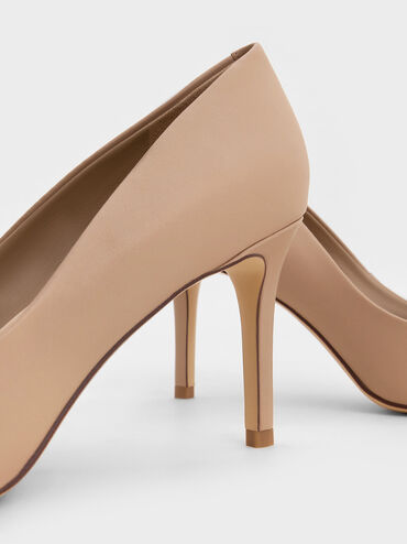 Nude Emmy Pointed-Toe Stiletto Pumps - CHARLES & KEITH PH