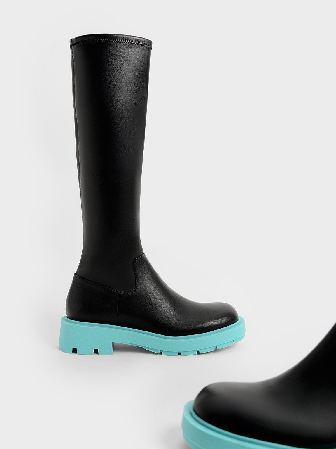 Piper Coloured Sole Knee-High Boots​, Blue, hi-res