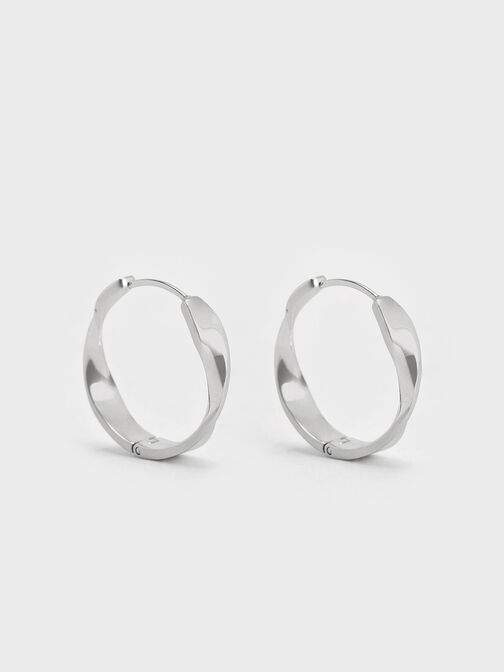 Pendientes de aro retorcidos Lena, Plateado, hi-res