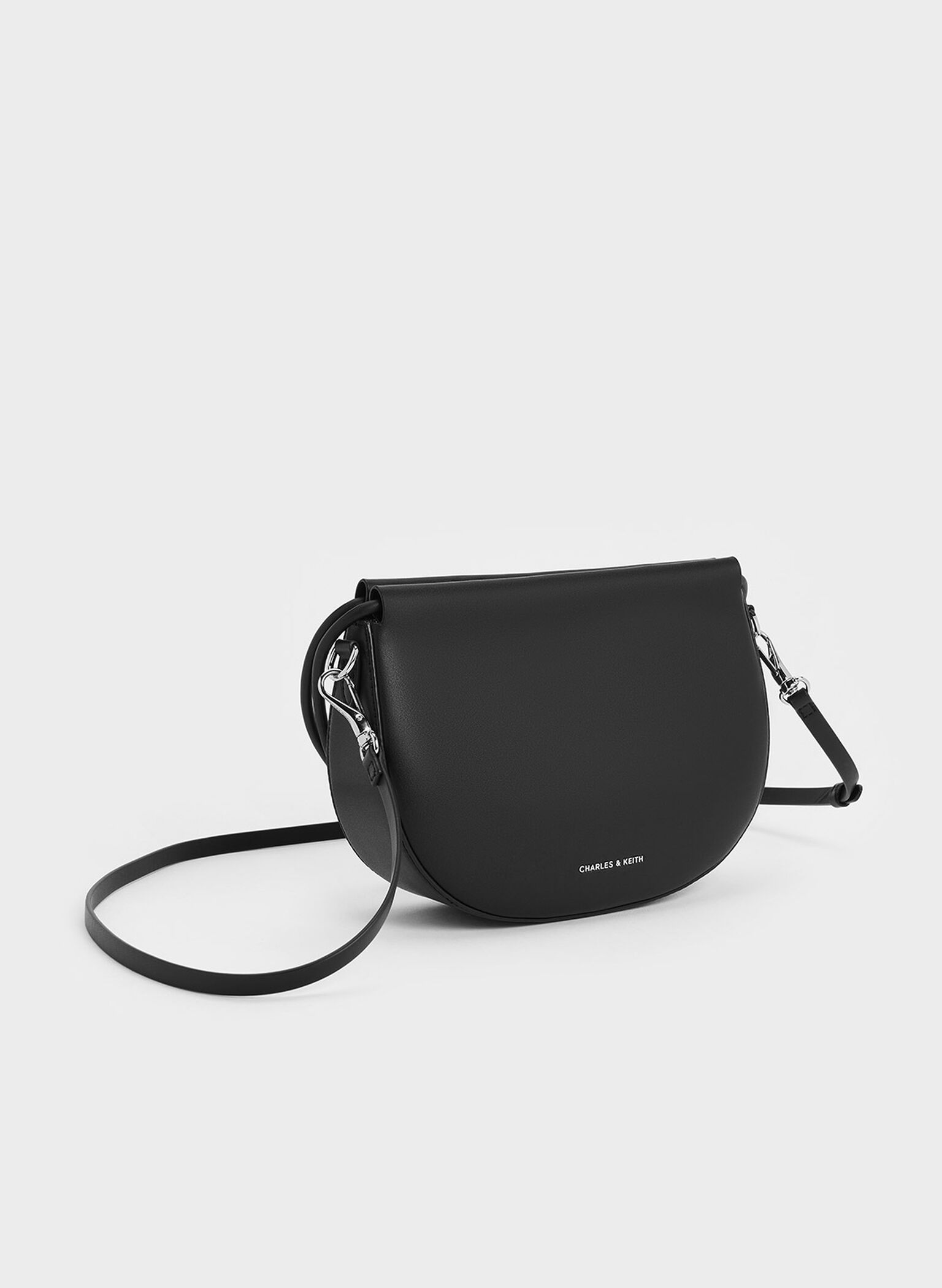 Bolso curvo Elora con asa superior, Noir, hi-res
