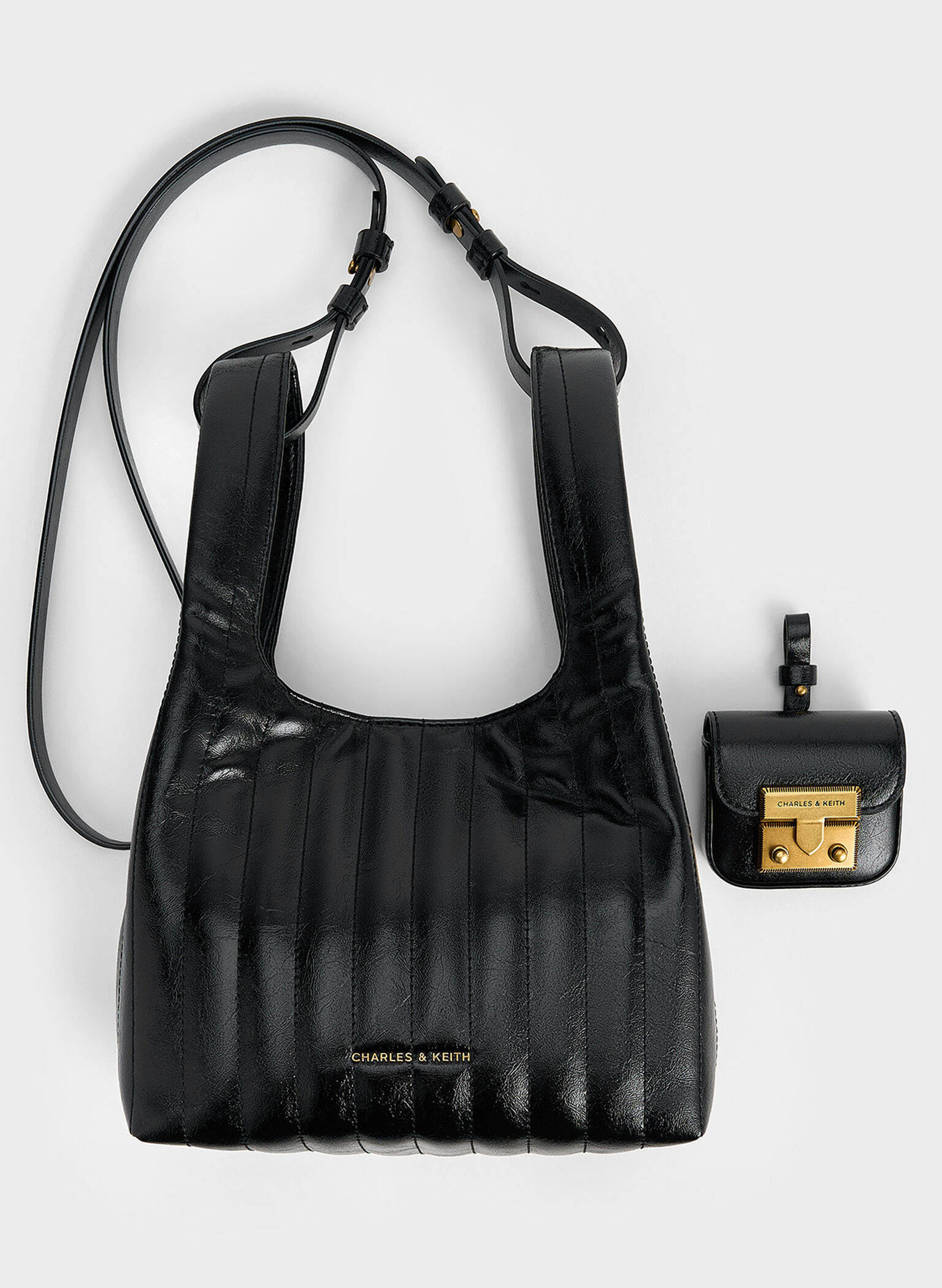 Donna Crinkle-Effect Tote Bag, Black, hi-res