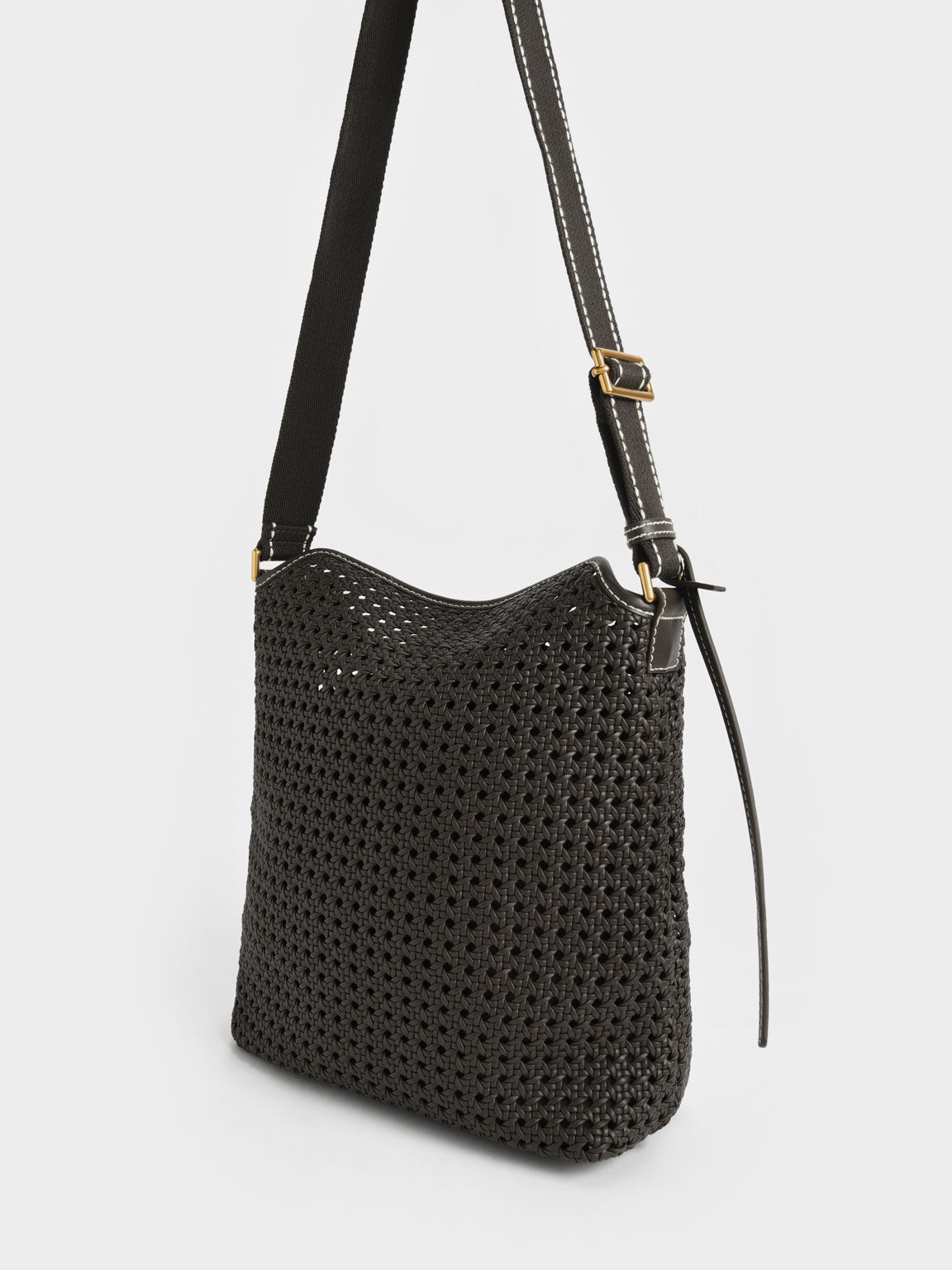 Cecily Woven Large Shoulder Bag, Dark Moss, hi-res