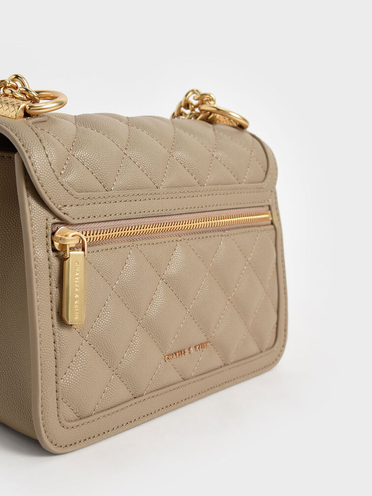 Micaela Quilted Chain Bag, Sand, hi-res