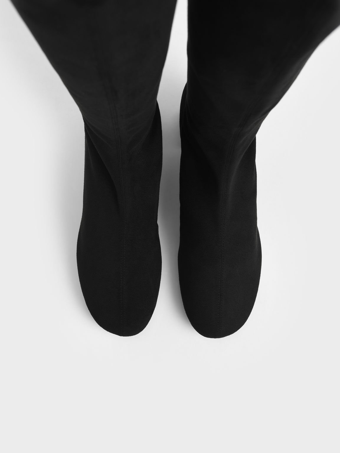Textured Block Heel Knee Boots, Black Satin, hi-res