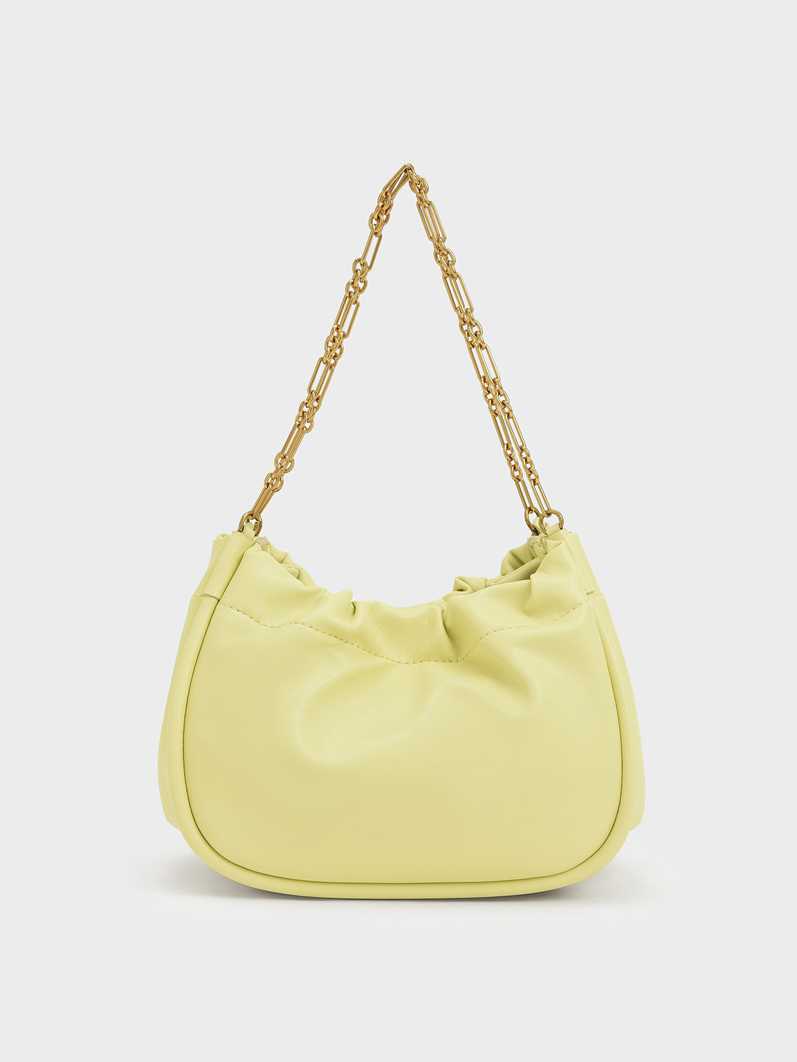 Double Chain Handle Slouchy Bag, Butter, hi-res