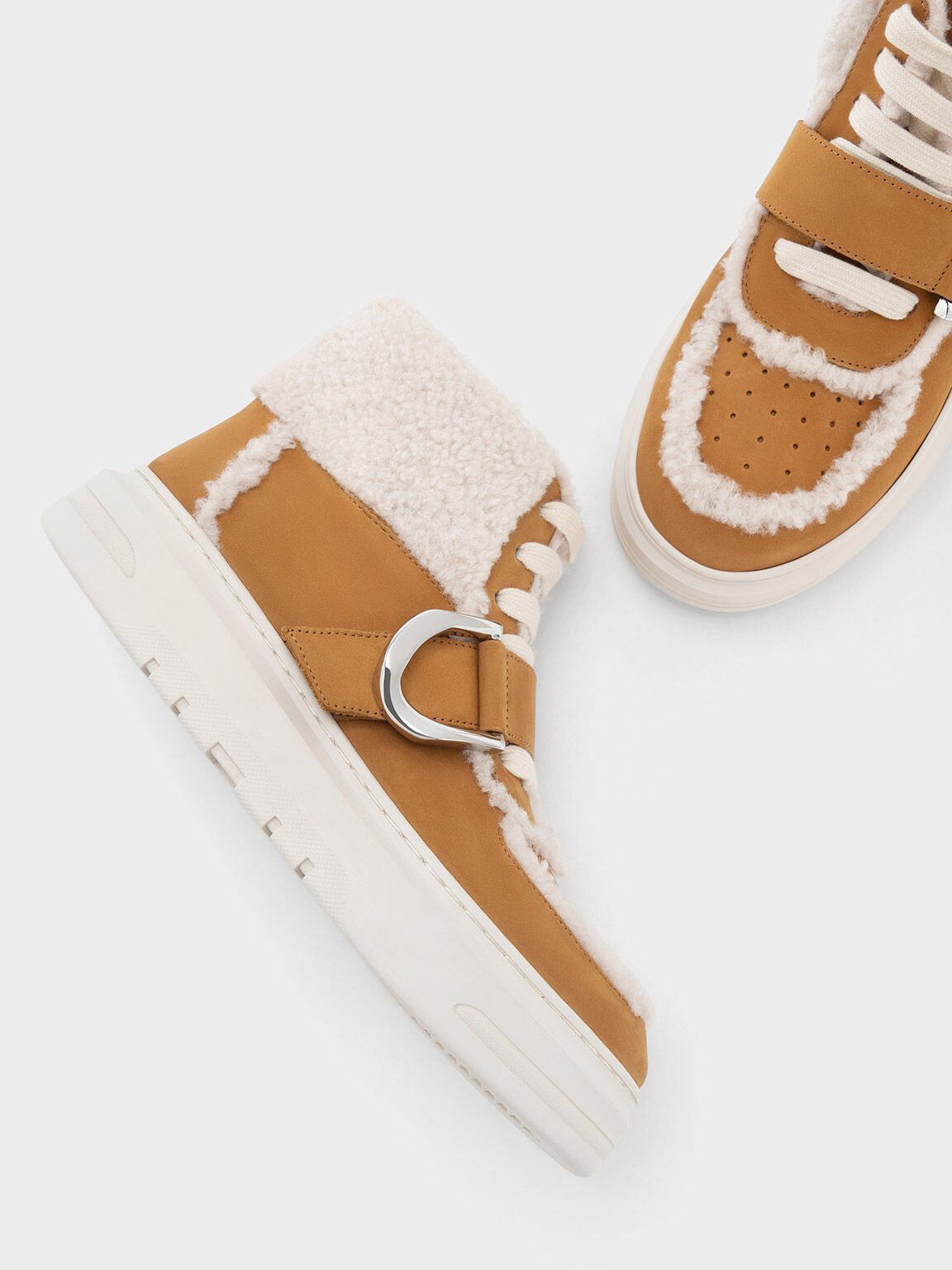 Womens fur lined deals high top sneakers