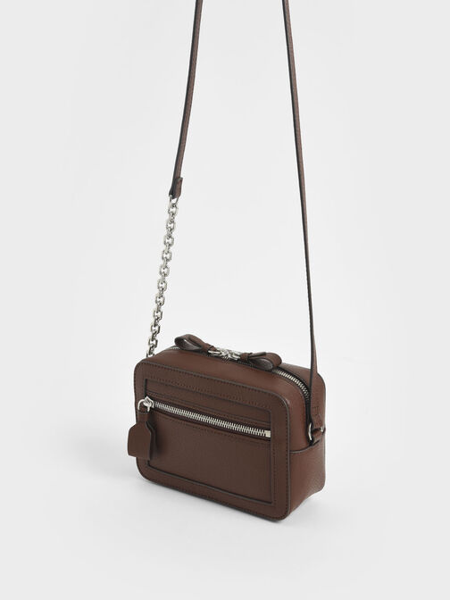 mouggan Collection: Two-Way Zip Box Bag, Dark Brown, hi-res
