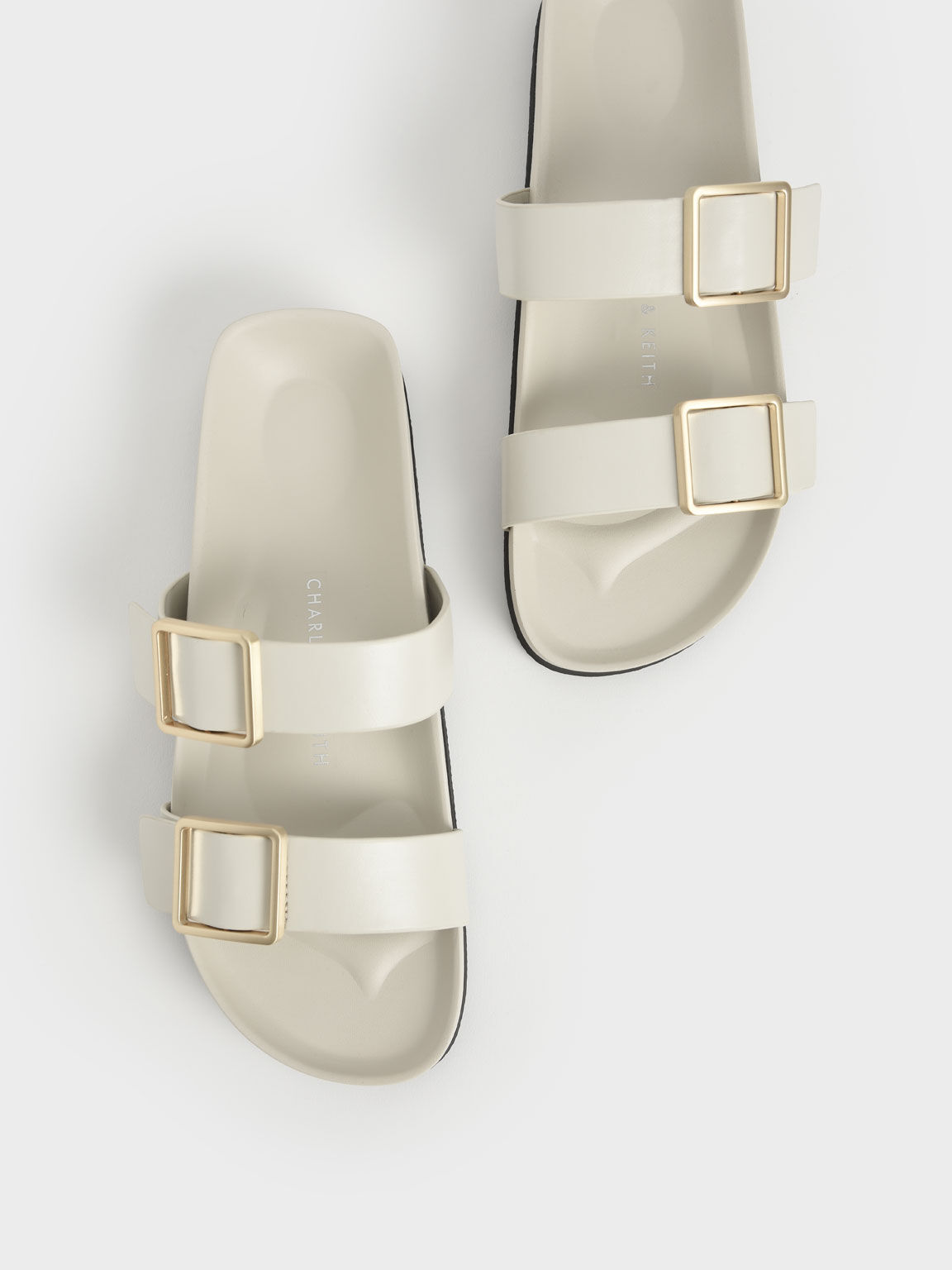 White buckle strap cheap sandals
