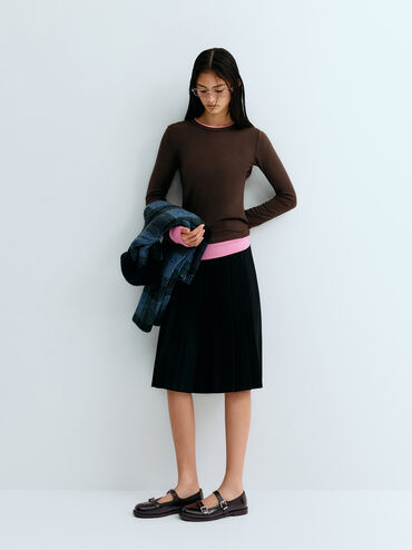 Double-Strap Brogue Mary Janes, Dark Brown, hi-res