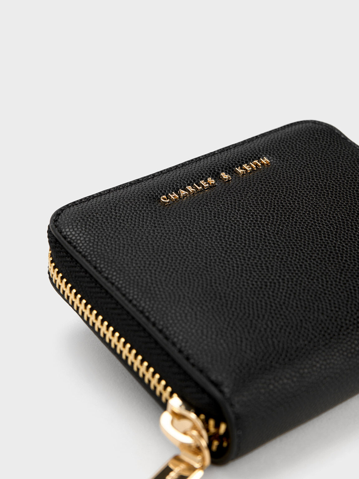 Small Zip-Around Wallet, Black, hi-res