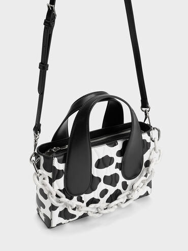 Iva Cow Print Textured Tote Bag, Chalk, hi-res