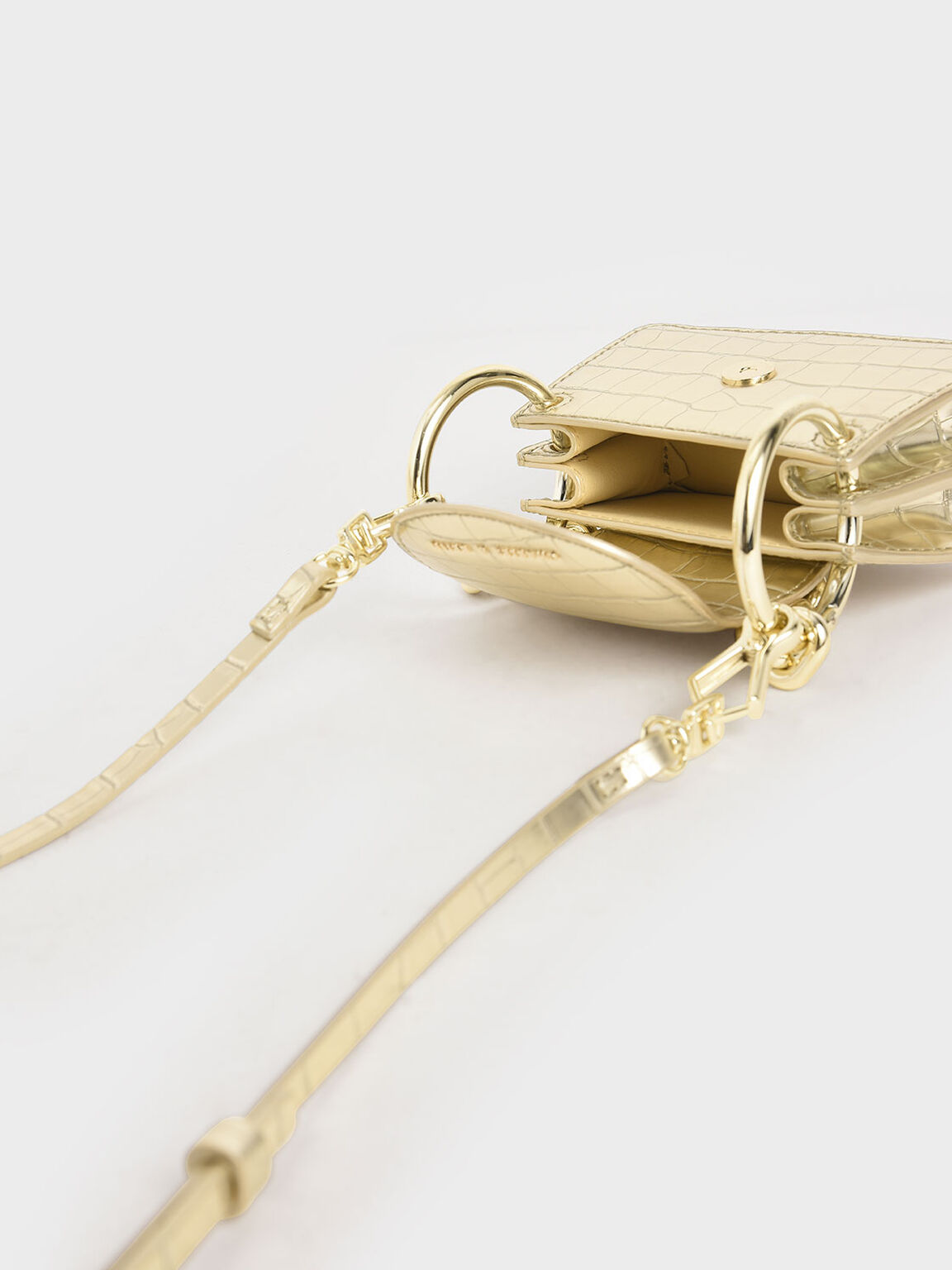 Gold Croc-Effect Chunky Chain Handle Mini Bag | CHARLES & KEITH SG