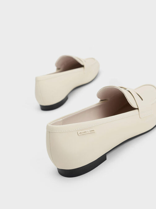 Cut-Out Almond Toe Penny Loafers, Chalk, hi-res