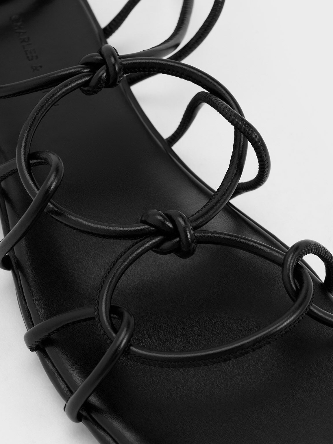 Black leather lace up sandals online