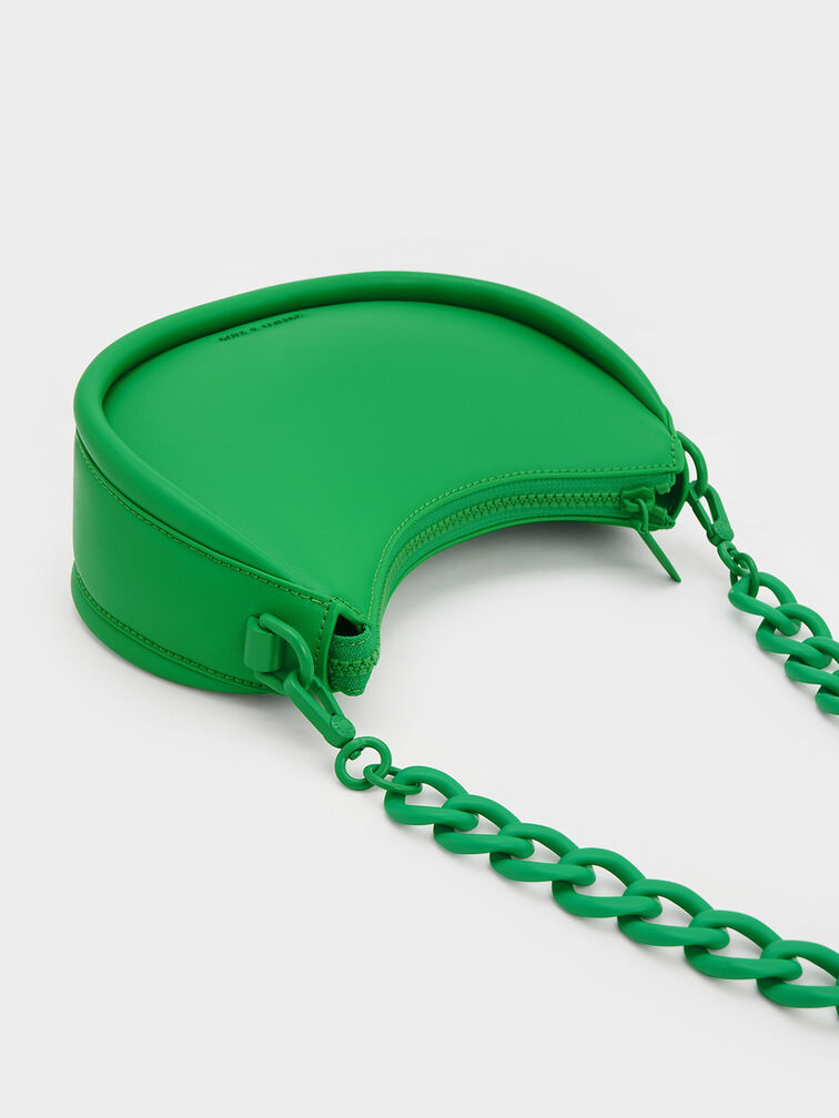 Lana Curved Shoulder Bag, Green, hi-res