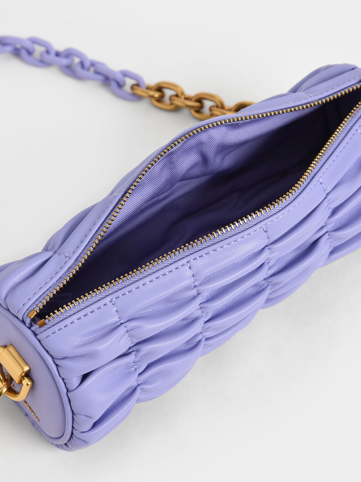 Tallulah Ruched Chain-Handle Shoulder Bag, Lilac, hi-res