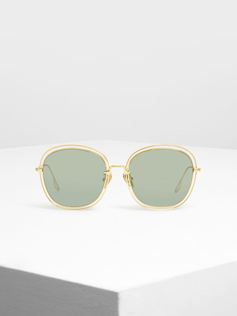 Double Wire Frame Shades, Gold, hi-res