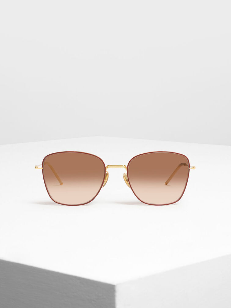 Classic Rectangular Sunglasses, Brick, hi-res