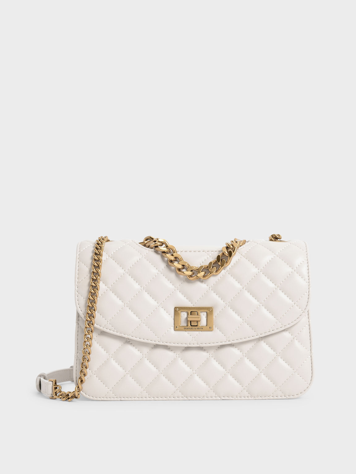 Ivory Quilted Clutch - CHARLES & KEITH SG