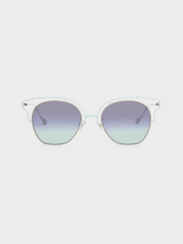 Cut-Out Tinted Sunglasses, Blue, hi-res