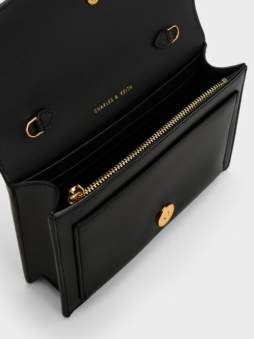 Padlock Envelope Crossbody Bag, Black, hi-res