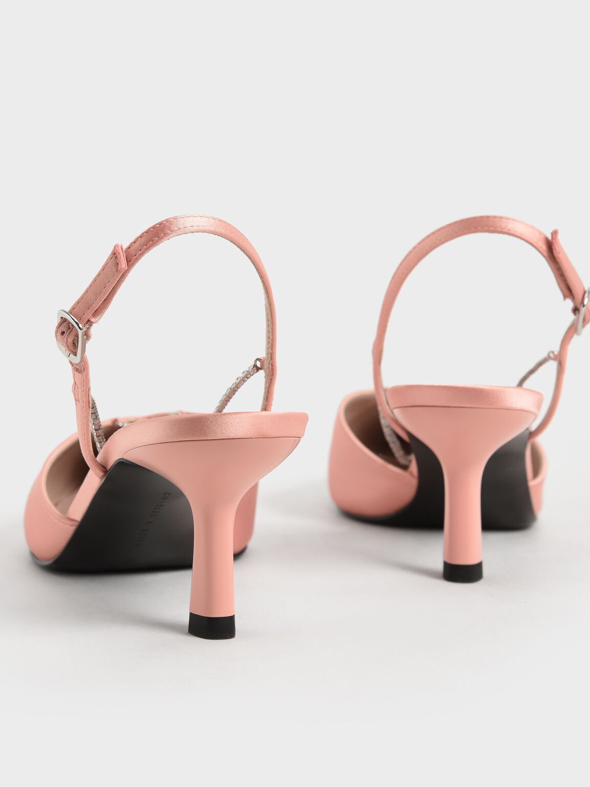 Recycled Polyester Gem-Strap Slingback Pumps, Blush, hi-res