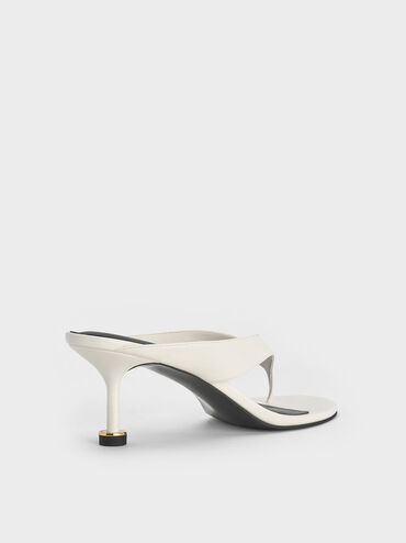 Wynn Sculptural-Heel Thong Sandals, White, hi-res