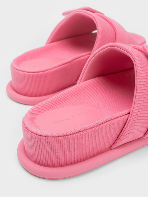 Sinead Woven Buckled Slide Sandals, Pink, hi-res